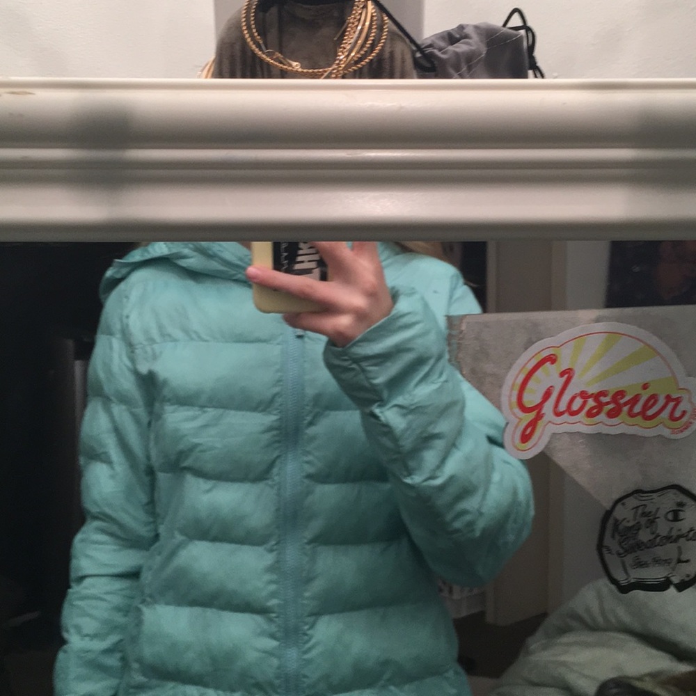 turquoise puffer jacket small size